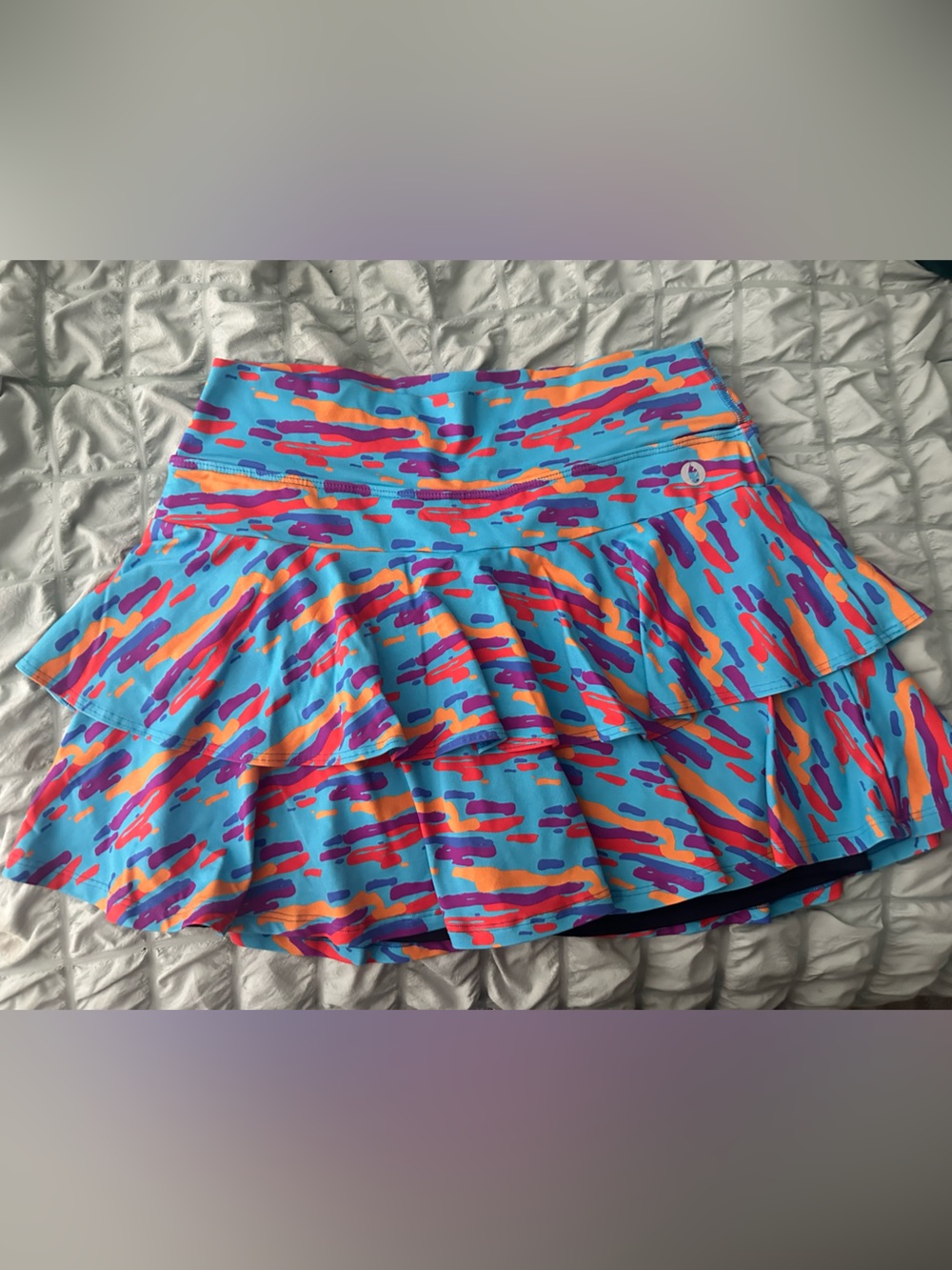 Blue Multi-Color Tiered Ruffle Skirt